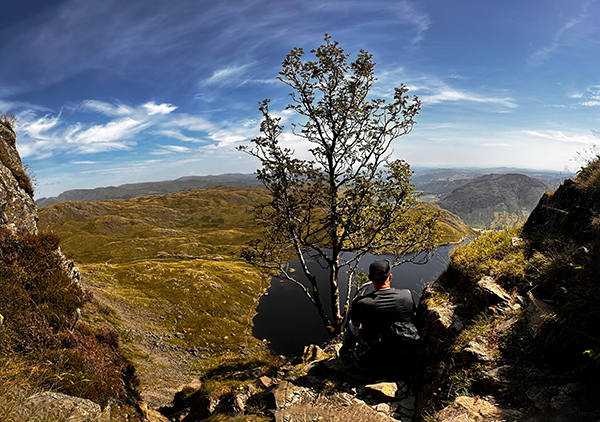 John sat at the famous rowan tree on Jack's Rake